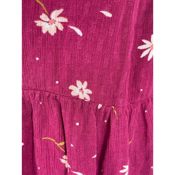 Torrid Women's Dark Magenta Daisy Print Tie Neck Babydoll Popover Blouse Size 0X - Picture 4 of 6